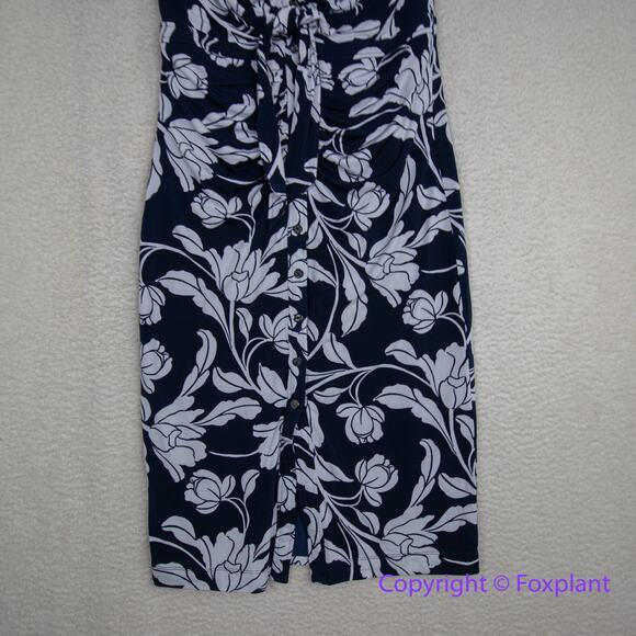 New! White House Black Market Matte Jersey Ruched Tie-Front Midi Dress, size 6 - Picture 5 of 16